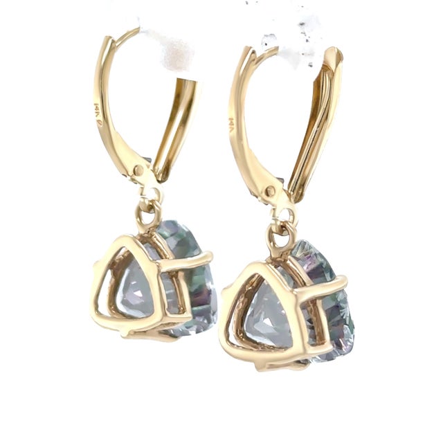 14ct Yellow Gold Mystic Topaz Drop Earrings 4.45ct 4.02g, A Pair For Sale - Image 6 of 7