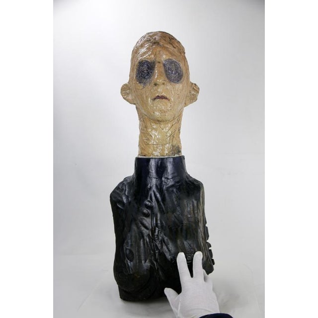 Figurative Sculpture in Raku Ceramic and Carved Poplar by Óscar Aldonza Torres, 2021 For Sale - Image 3 of 16