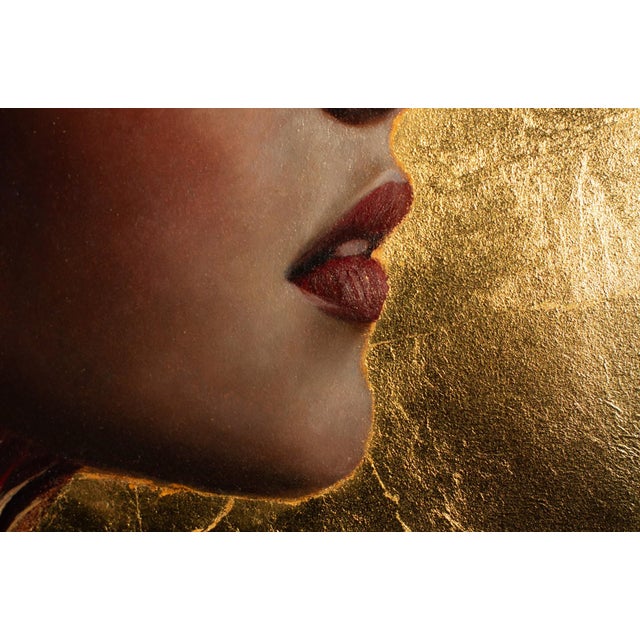 Early 21st Century Truth by Andrada Trapnell | Oil and Gold Foil on Board Portrait of a woman with a decorative headdress. For Sale - Image 5 of 5