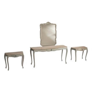 Vintage Dressing Table with Distressed Finish, 1970s, Set of 4 For Sale