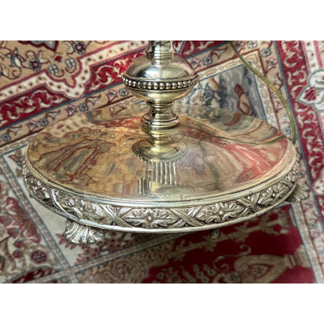 1930s Art Deco Pierced Silverplated 60" Torchiere Floor Lamp W/Claw Feet For Sale - Image 18 of 18