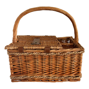 Vintage Wicker Picnic Basket and Wine Carrier