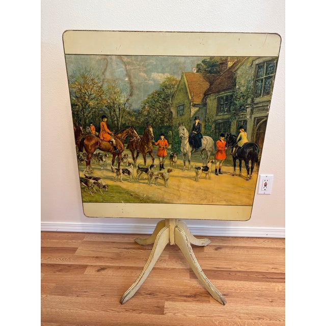Folding Fire Screen Tilts to Become a Lovely Accent Table Depicting a Formal English Hunt For Sale - Image 4 of 4
