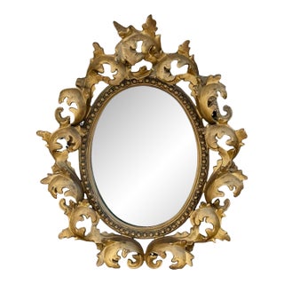 Antique Italian Rococo Gilt Metal Wall Mirror Original For Sale