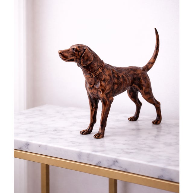 Antique Copper Finish Metal Dog Sculptures For Sale - Image 4 of 11