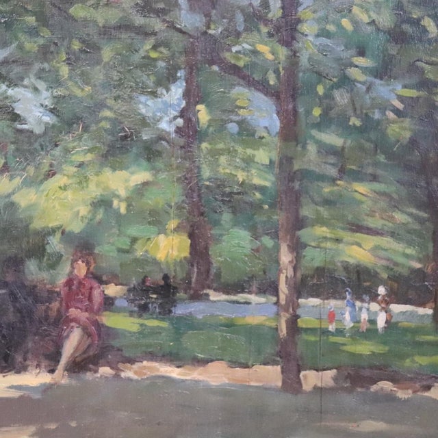 People in the Park, Oil Painting on Board, Early 20th Century, Framed For Sale - Image 3 of 11