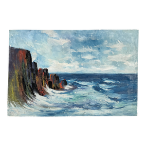 Midcentury Seascape Oil on Canvas