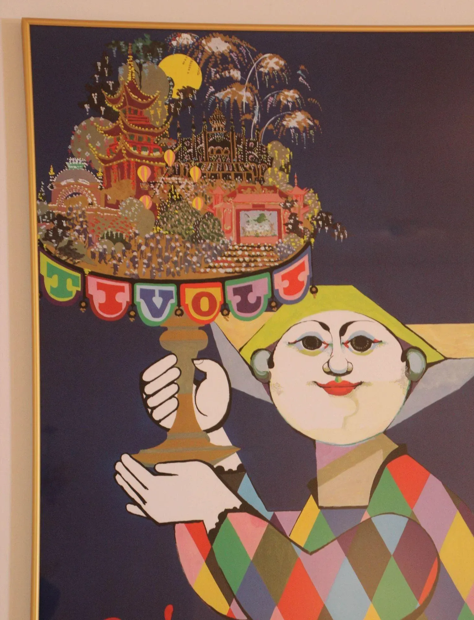 Vintage Bjorn Wiinblad Tivoli Gardens Poster Copenhagen, Denmark