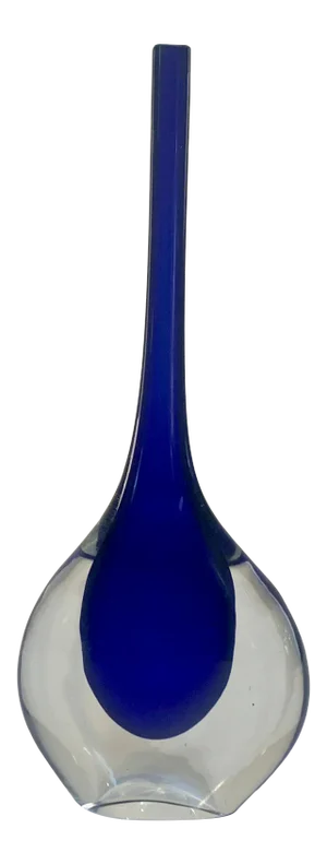 Mid Century Murano Blue Vase by Flavio Poli for Seguso
