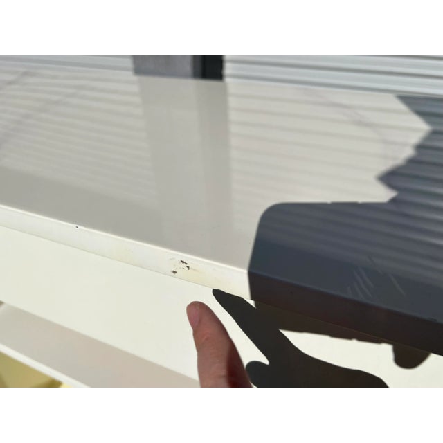 Karl Springer 1980 Karl Springer White Faux Marble Lacquer Credenza For Sale - Image 4 of 8