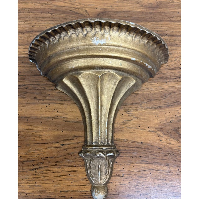 Metal Vintage Metal Hollywood Regency Style Wall Pocket For Sale - Image 7 of 9
