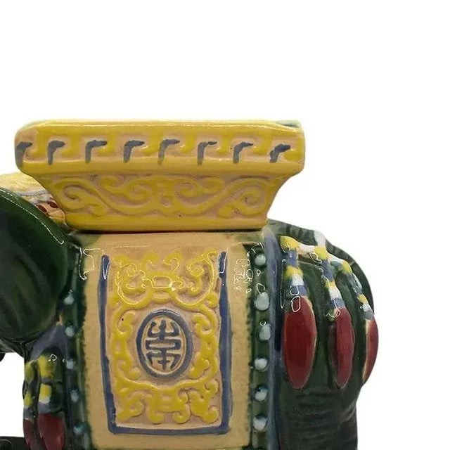 Mid Century Modern Chinoiserie Ceramic Emerald Green Elephant Ashtray For Sale - Image 4 of 12