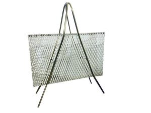 Vintage Newspaper Stands in Brass and Lacquered Metal Grille, 1950s