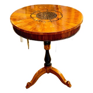 19th C. Italian Walnut Inlaid Occasional Table For Sale