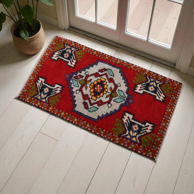 Rustic 1970 Hand Knotted Mat Small Turkish Rug Entry Decor Door Mat- 1′9″ × 3′ For Sale - Image 3 of 12