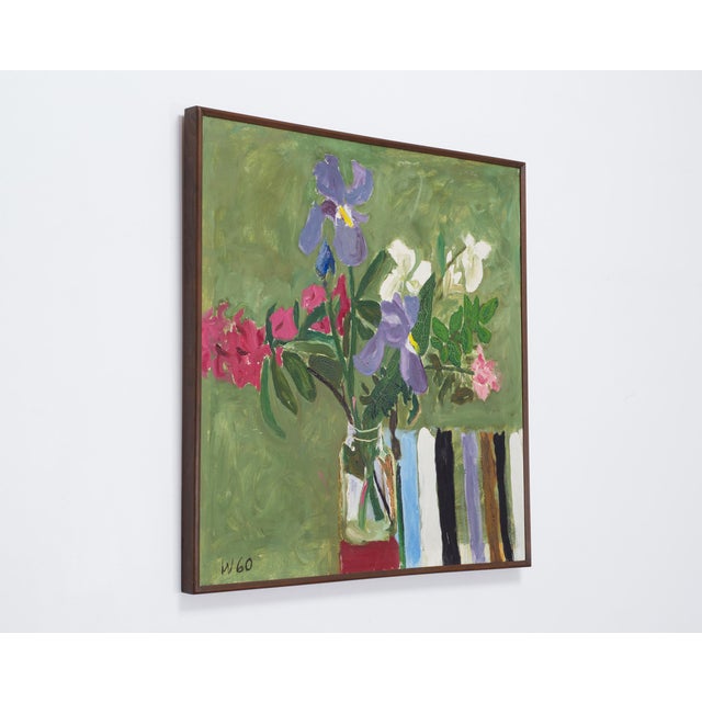 Mid-Century Modern "Still Life With Flowers" Painting by Bryan Wilson 3 Ft. 1960 For Sale - Image 3 of 18