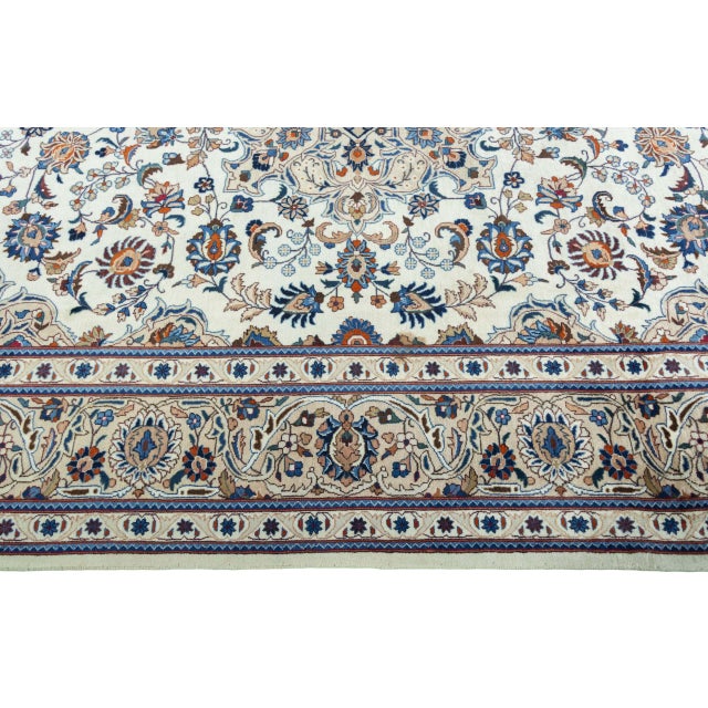 Hand-Knotted Cork Wool Kashmar Rug with Floral Design, 1990s For Sale - Image 9 of 13