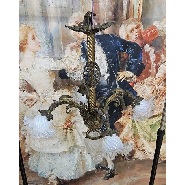 Important five-light gilt bronze chandelier, napoleon iii period, 19th century an antique chandelier in finely chased...