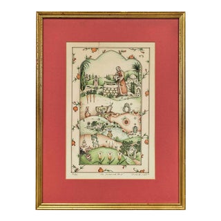 Michoel MuchnikBubby and Zayde, Judaica Folk Art Jewish Lithograph, Circa Late 20th Century For Sale