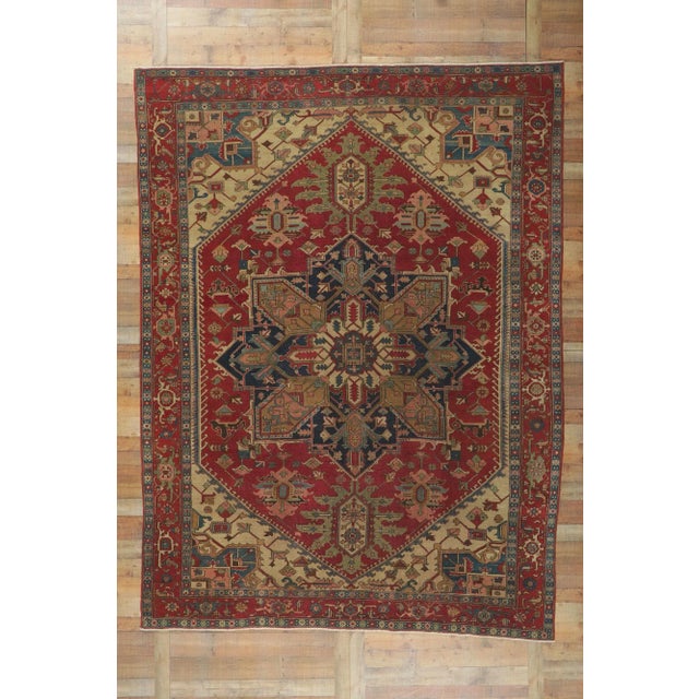 Textile Antique Persian Serapi Rug, 09'05 X 12'04 For Sale - Image 7 of 8