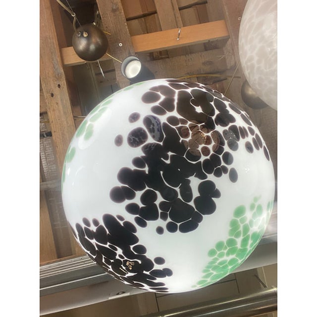 Contemporary Light Green and Black Sphere Pendant in Murano Style Glass by Simoeng For Sale - Image 3 of 8