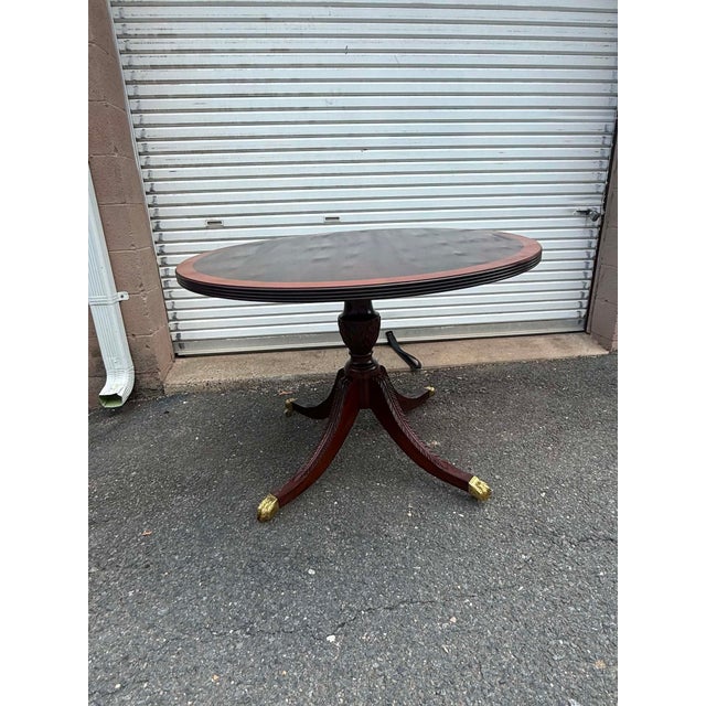 Stickley Stickley Georgian Style Inlaid Mahogany Pedestal Base Dining Table or Center Table For Sale - Image 4 of 18
