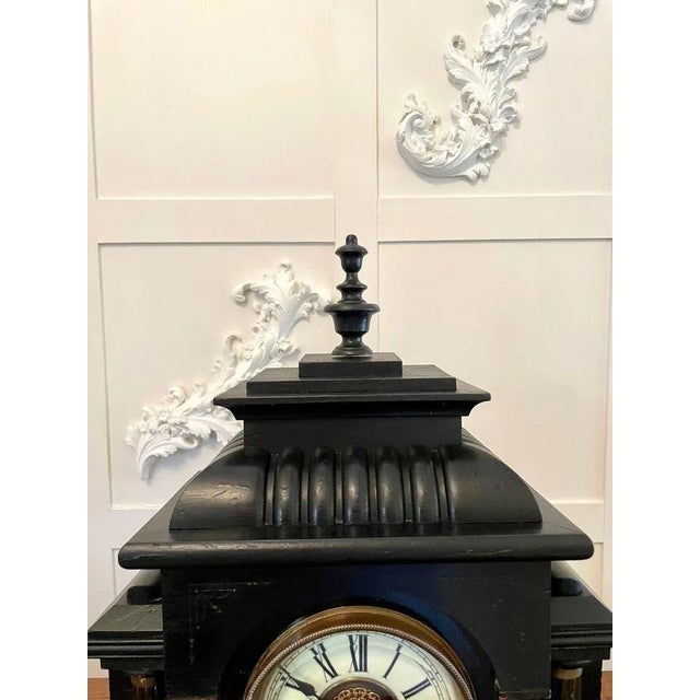 Large Victorian 19th Century Faux Marble Mantel Clock For Sale - Image 3 of 14