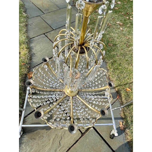 Bronze Late 19th Century 8 Arm Fountain Cut Crystal Chandelier For Sale - Image 8 of 13