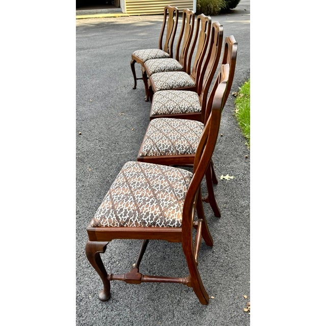 Set of 6 Solid Mahogany Queen Anne Style Dining Chairs Early 20th Century For Sale - Image 11 of 17
