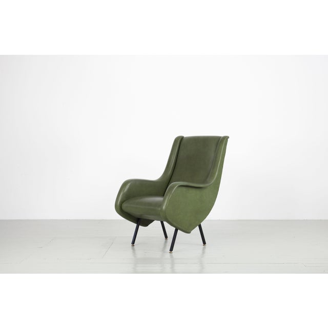 Mid-Century Italian Green Leatherette Armchair, 1950s For Sale - Image 14 of 14