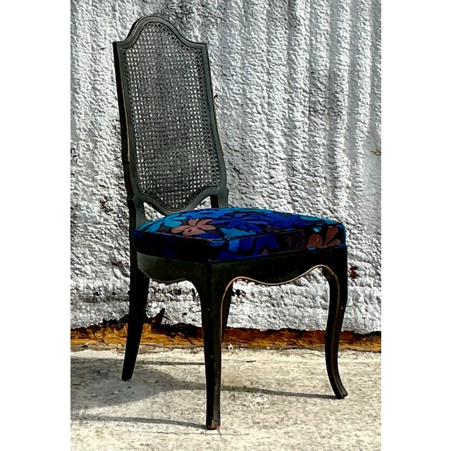 Jack Lenor Larsen Vintage Regency Jack Lenor Larsen Cane Chair For Sale - Image 4 of 6