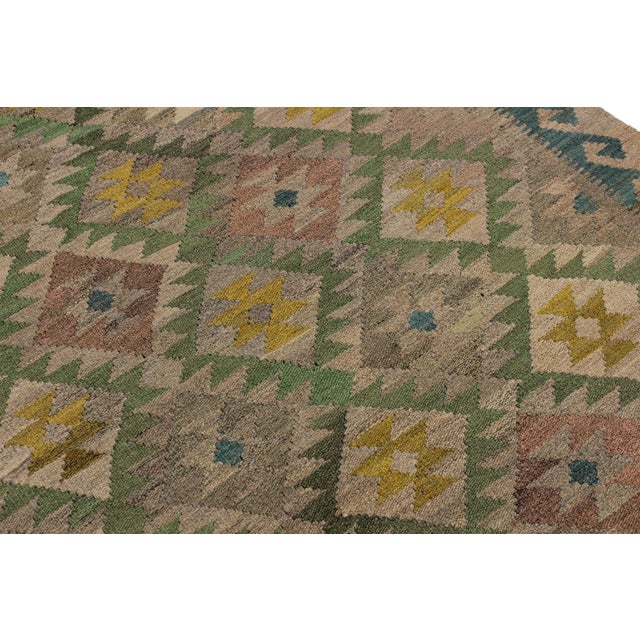 Caucasian Kilim Lt. Brown Blue Wool Rug - 5'6" X 7'10" For Sale In New York - Image 6 of 7