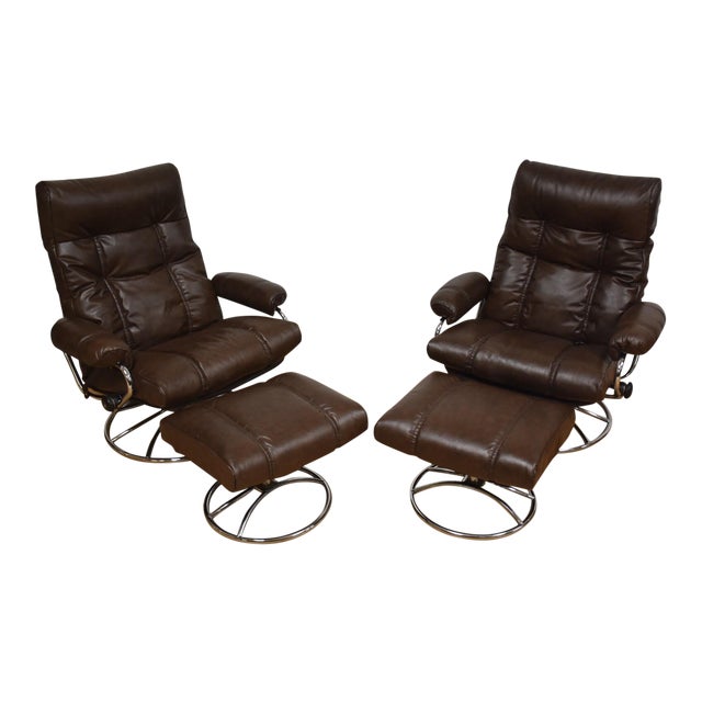 Ekornes Stressless Leather Recliners a Pair Chairish