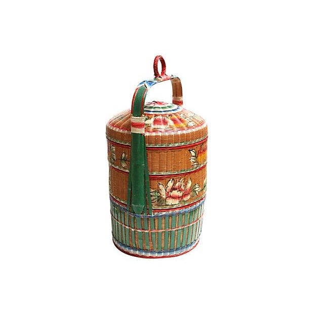 Asian Style HandPainted Stacked Rice Basket Chairish