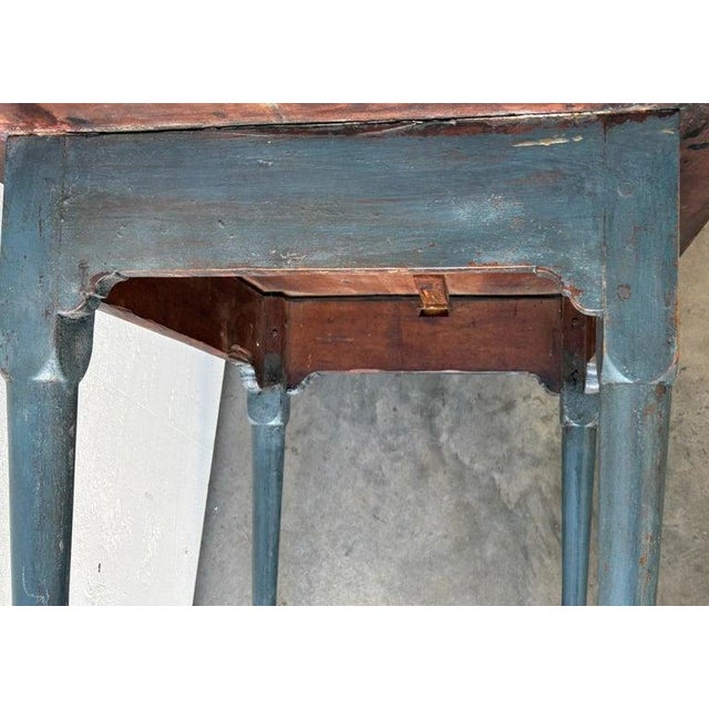 Wood 18Thc Original Blue Painted Walnut Tea Table For Sale - Image 7 of 8
