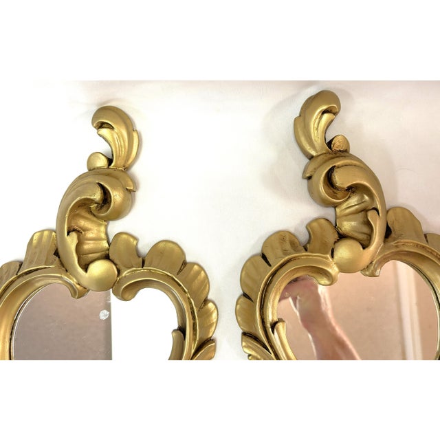 Vintage Sweet Petite Gold Scroll Wall Mirrors- A Pair For Sale In West Palm - Image 6 of 14