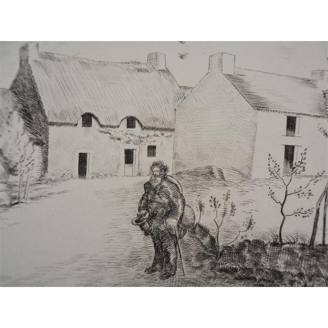 Jean-Emile Laboureur, Landscape with Beggar, Original Etching For Sale - Image 4 of 7