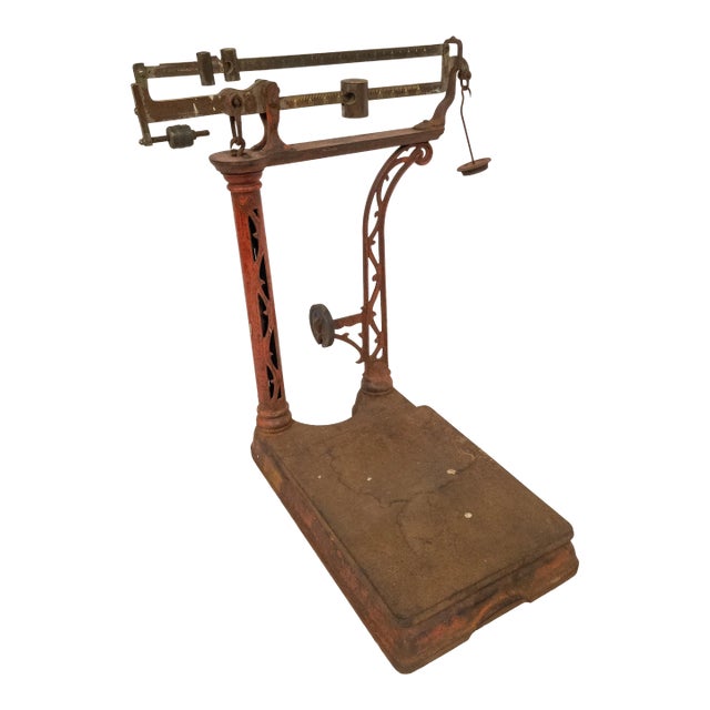 19th Century Rustic Country Store Countertop Scoop Scale Balance For Sale