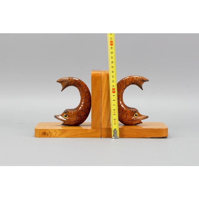 Hand Carved Sturgeons Wooden Bookends, Germany, 1970s, Set of 2 For Sale - Image 18 of 18