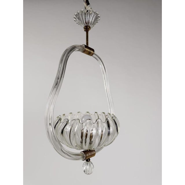 Italian Art Deco Murano Glass and Brass Pendant in the style of Seguso, 1930s For Sale - Image 12 of 18