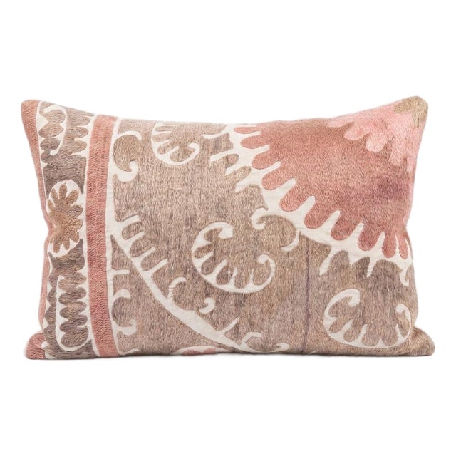 Tashkent Suzani Lumbar Pillow Cover 16'' X 24'' For Sale