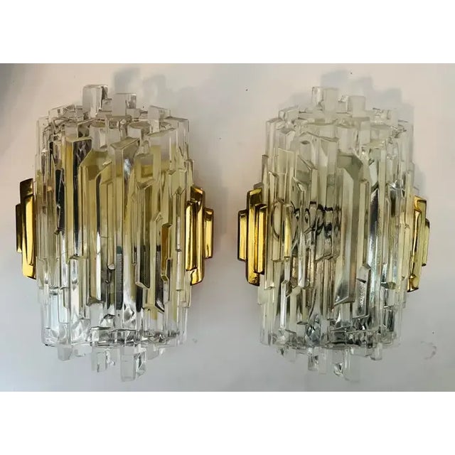 1970s Ice Crystal Hillebrand German Wall Lights - A Pair For Sale - Image 11 of 11