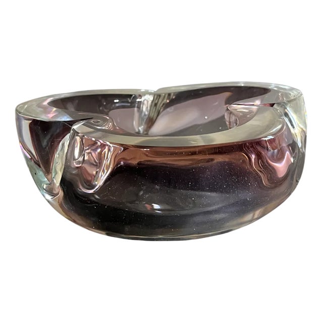 Large Transparent and Purple Murano Bowl, 1960s For Sale