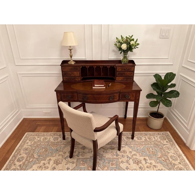 This beautiful desk was fully fixed, finished and restored, it measures 32” across x 39” tall x 19” deep with a knee...