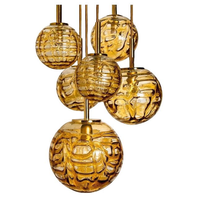 Cascade Fixture with Six Yellow Murano Glass Globes, 1960s For Sale