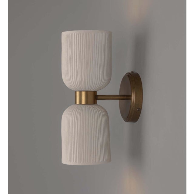 Modern Ceramic and Brass Wall Sconce For Sale - Image 3 of 4