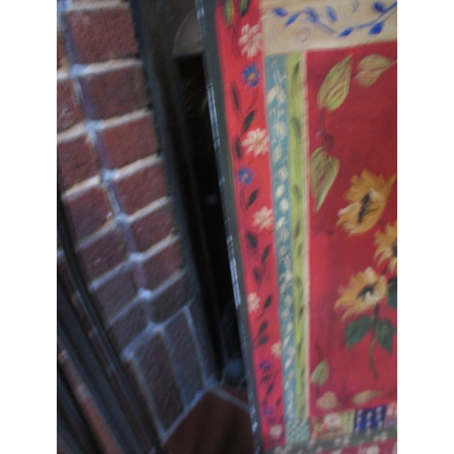 Vintage French Country Red Ornate Rooster Design With Basket Fire Screen For Sale - Image 9 of 13