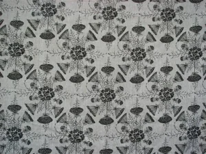 Lauren Liess Queen Anne's Bouquet Fabric in Black & Oatmeal