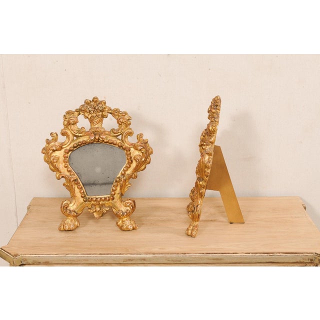 Gold 19th Century Italian Rococo Gilt Wood Mirror Decorations - A Pair For Sale - Image 8 of 11