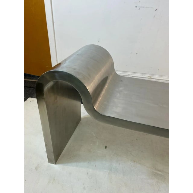 Metal Late 20th Century Modern Sculptural Polished Steel Bench in the Manner of Karl Springer For Sale - Image 7 of 11